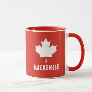 Canada Day Red White Canadian Flag Maple Leaf Name Mug