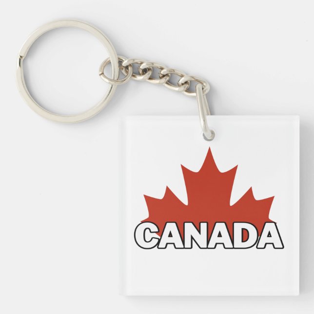 canada day square sticker button keychain (Front)