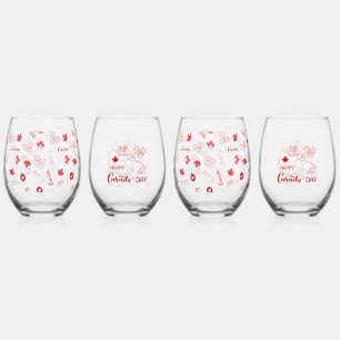 Canada Day Stemless Wine Glass