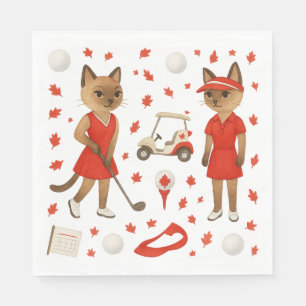 Canada Day themed for golfer who love cats Napkin