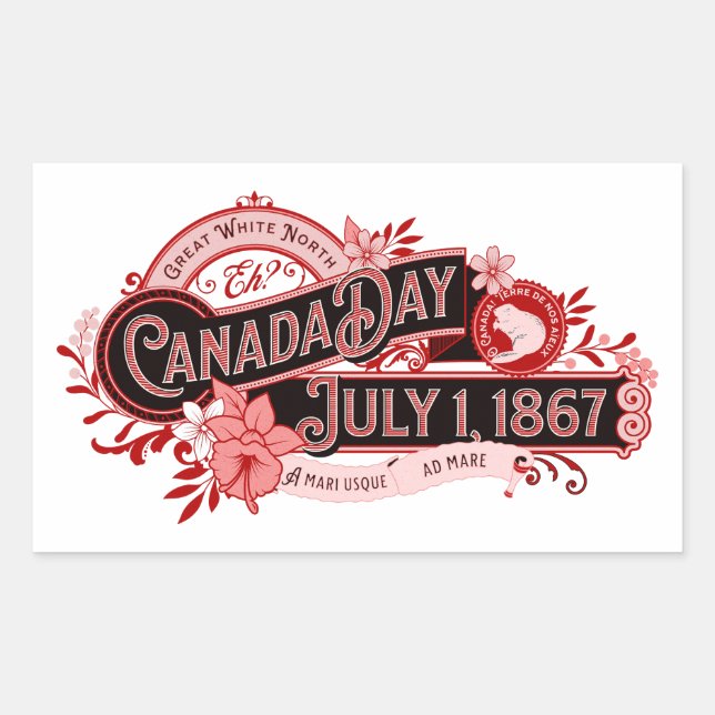 Canada Day Vintage Signage Sticker (Front)