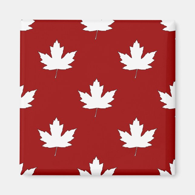 Canada Day White Maple Leaf Pattern Fridge Magnet (Front)