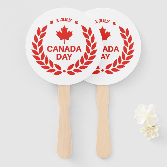 Canada Day Wreath Hand Fans (Front and Back)