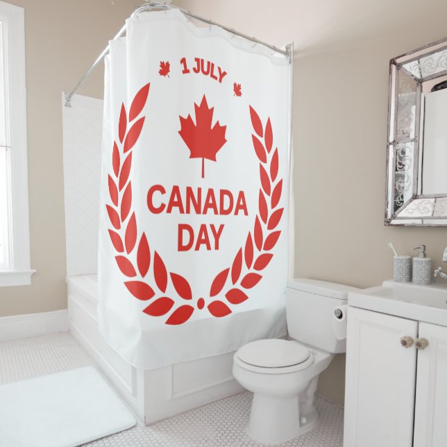 Canada Day Wreath Shower Curtain (In Situ)