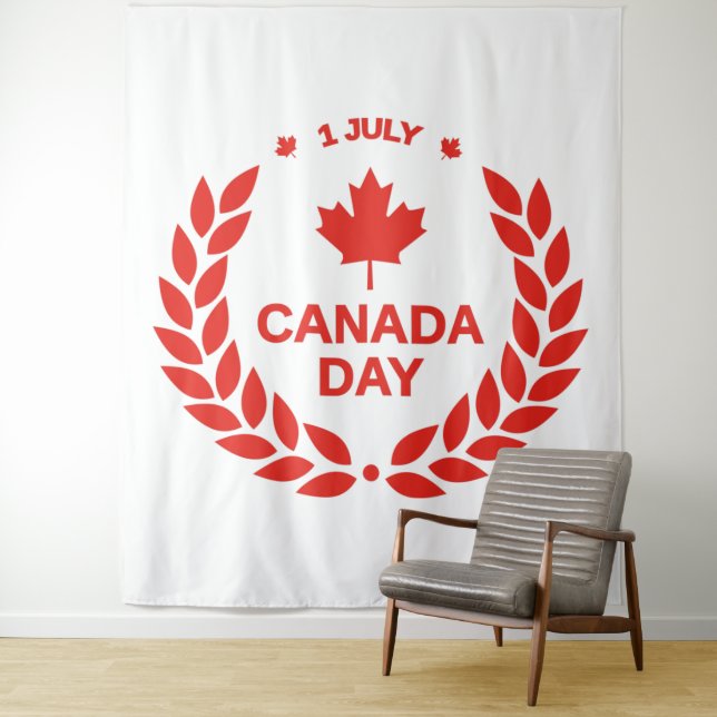 Canada Day Wreath Tapestry (In Situ)