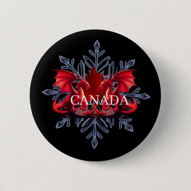 CANADA DRAGONS 2 INCH ROUND BUTTON (Front)