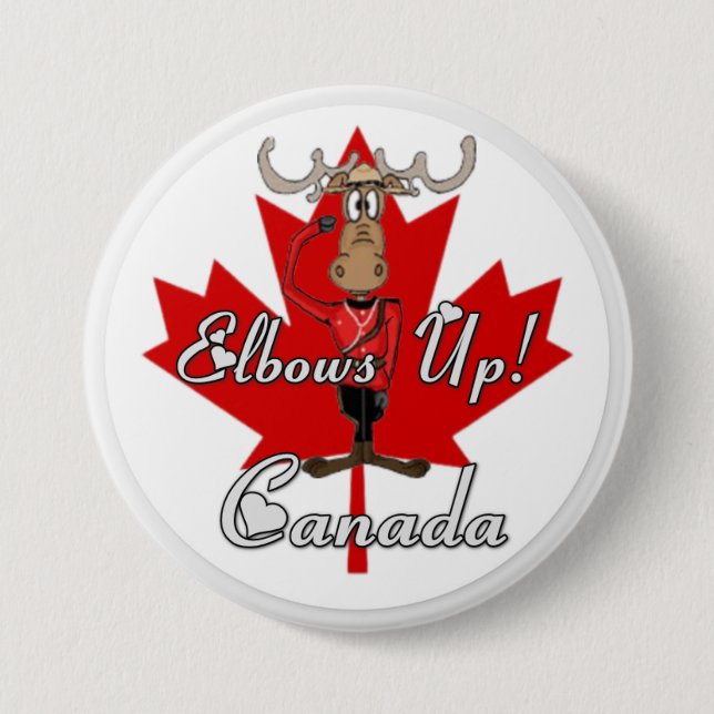Canada Elbows Up 3 Inch Round Button (Front)