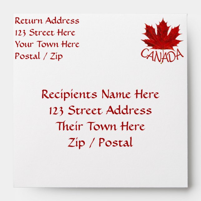 Canada Envelopes Personalized Canada Flag Envelope (Front)
