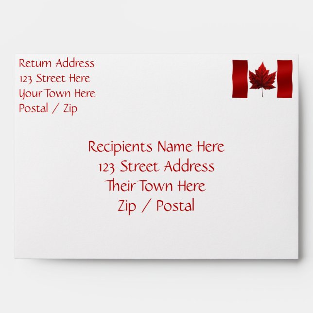 Canada Envelopes Personalized Canada Flag Envelope (Front)