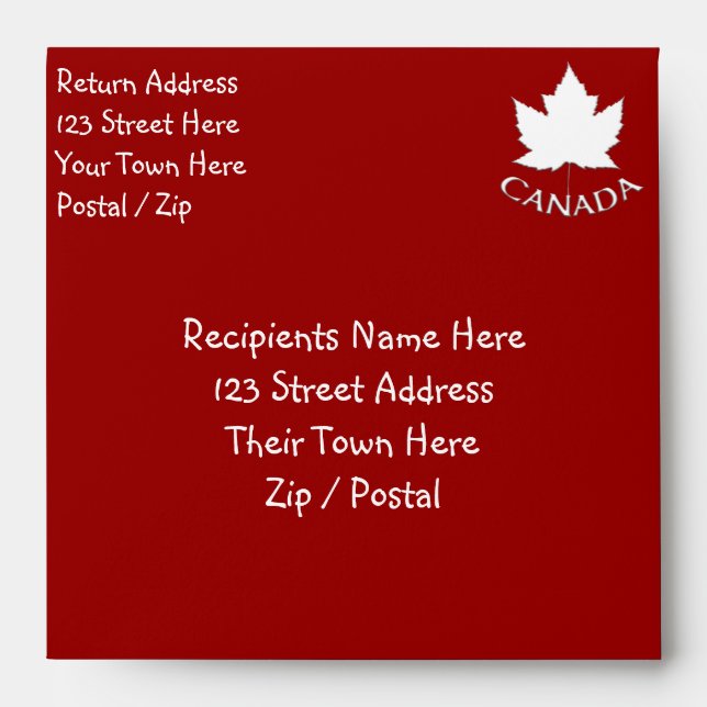 Canada Envelopes Personalized Canada Flag Envelope (Front)