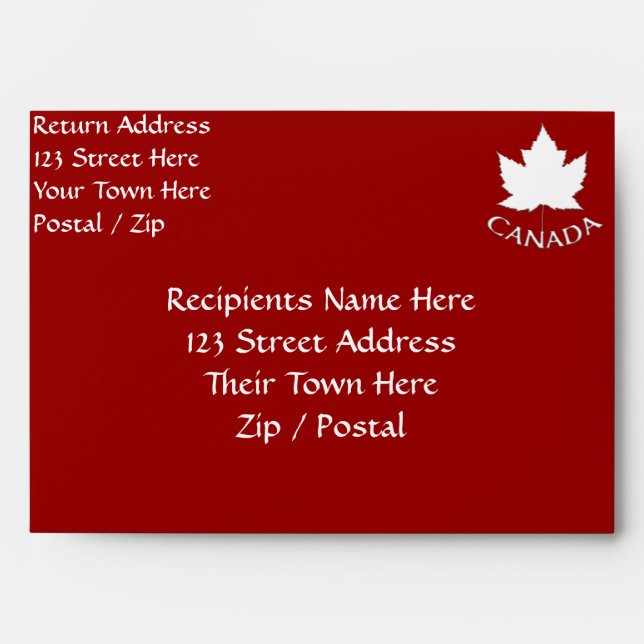 Canada Envelopes Personalized Canada Flag Envelope (Front)