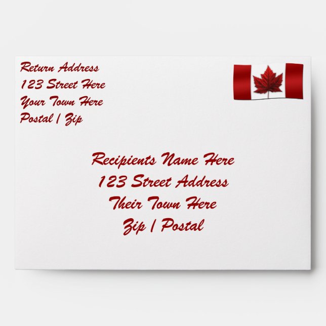 Canada Envelopes Personalized Canada Flag Envelope (Front)