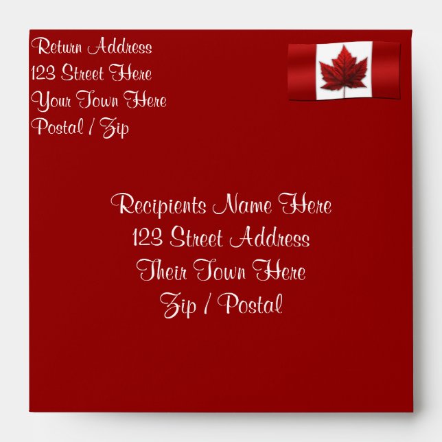 Canada Envelopes Personalized Canada Flag Envelope (Front)