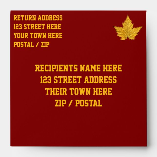 Canada Envelopes Personalized Gold Medal Envelope (Front)