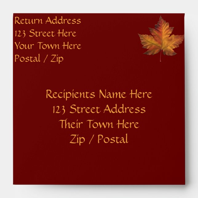 Canada Envelopes Personalized Maple Leaf Envelope (Front)