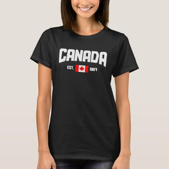 Canada Est 1867 Maple Leaf Canadian Flag Pride Roo T-Shirt (Front)