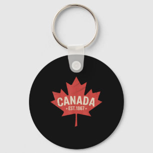 Canada Est. 1867 Retro Maple Leaf Vintage Canada D Keychain