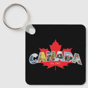 "Canada Est. 1867" With Maple Leaf Graphic Keychain