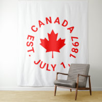 Canada est. july 1 1867 text red maple leaf