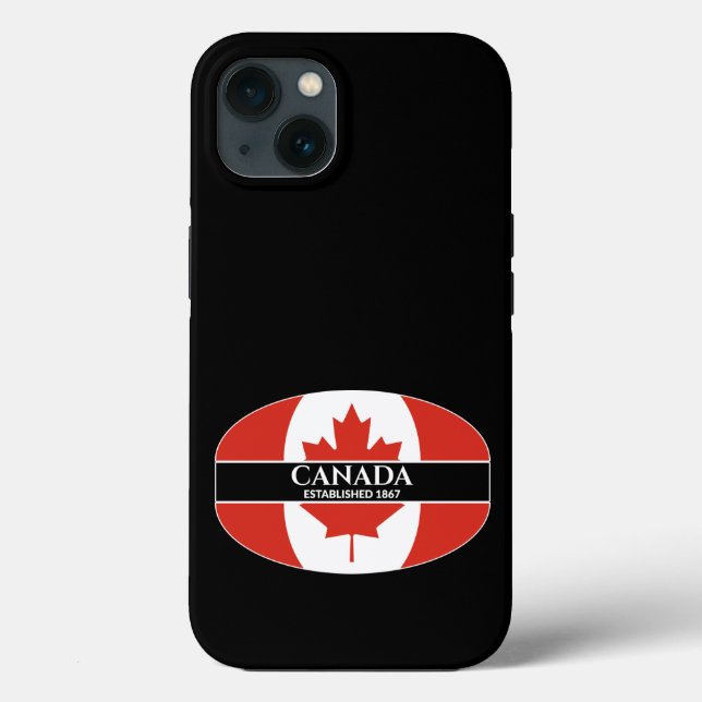 Canada Established 1867 Maple Leaf Flag White Text Case-Mate iPhone Case (Back)