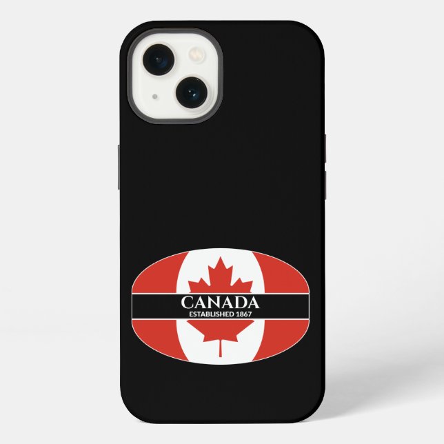 Canada Established 1867 Maple Leaf Flag White Text iPhone Case (Back)