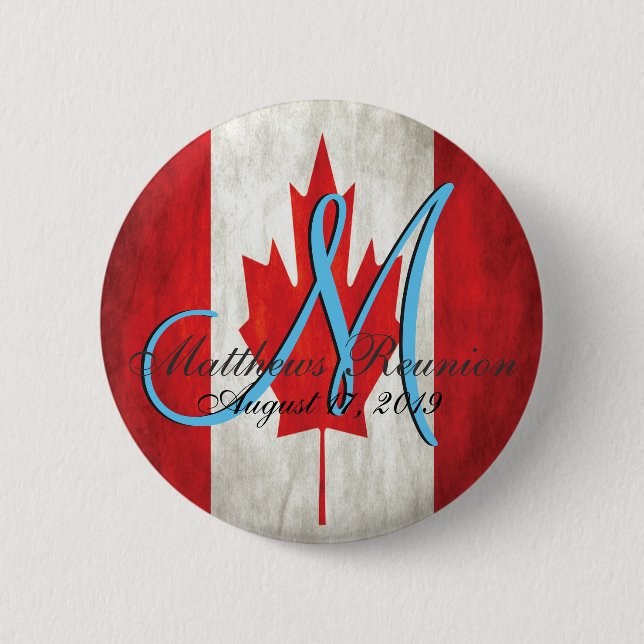 Canada Family Reunion Monogram 2 Inch Round Button (Front)