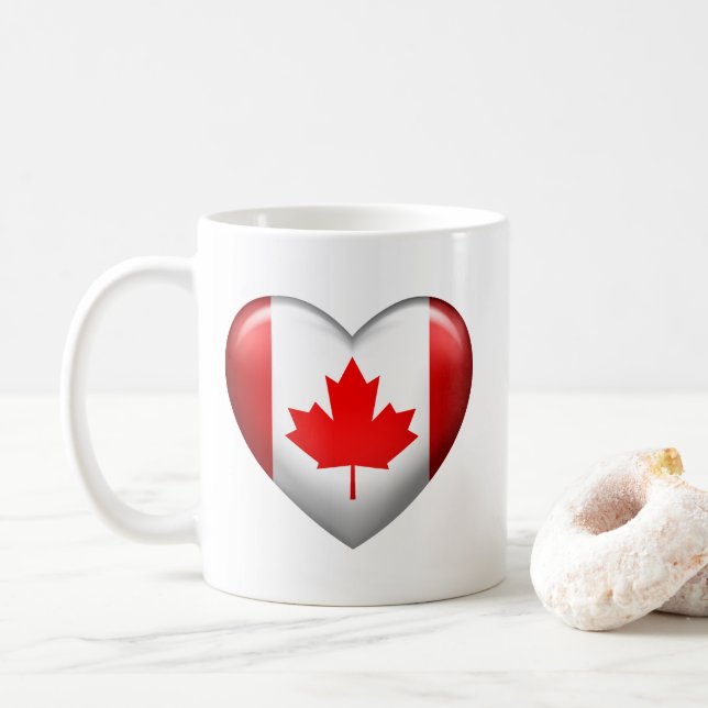 Canada Flag | 3D Heart Icon Coffee Mug (With Donut)