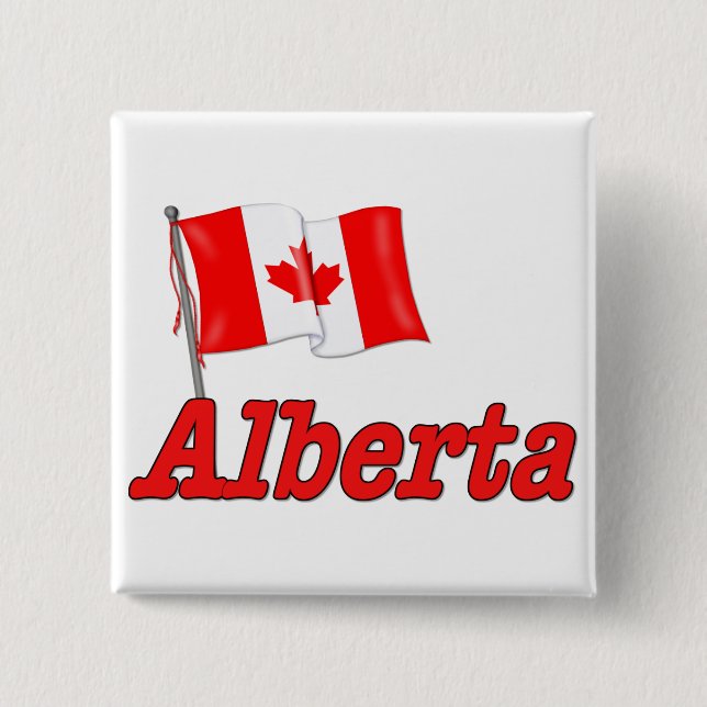 Canada Flag - Alberta 2 Inch Square Button (Front)