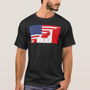 Canada Flag And Usa Flag Roots Canadian Ancestry A T-Shirt