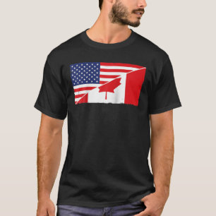 Canada Flag And USA Flag Roots Canadian Ancestry T-Shirt