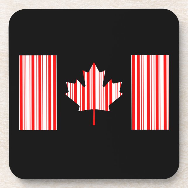 CANADA FLAG BAR CODE Canadian Barcode Coaster (Front)