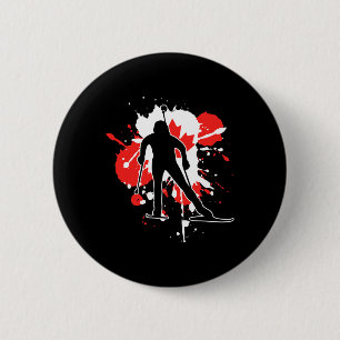 Canada Flag Biathlonist - Canadian Biathlon 1 2 Inch Round Button