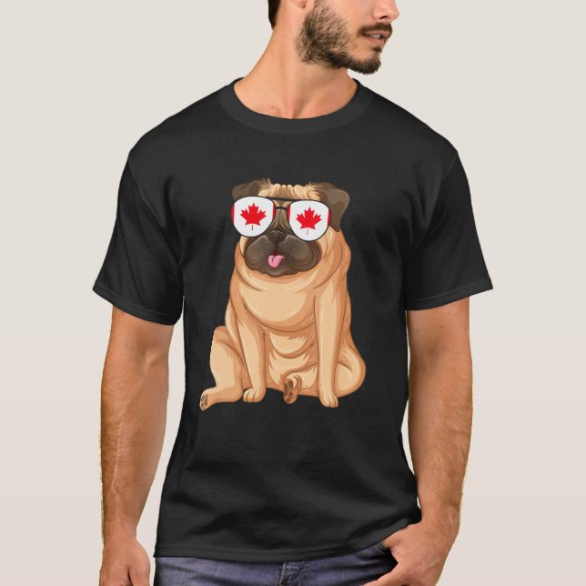 Canada Flag Canadian Bull Dog Funny Sunglasses T-Shirt (Front)
