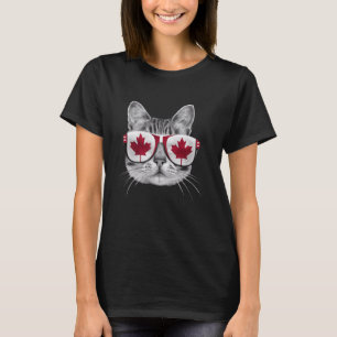Canada Flag Canadian Cat Sunglasses Funny Cat T-Shirt