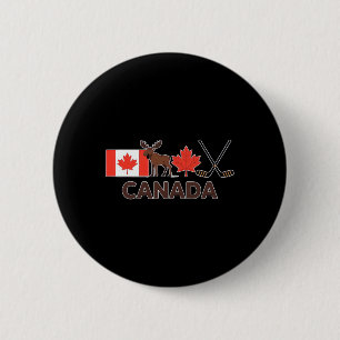 Canada Flag Canadian Maple Leaf Deer Ice Hockey _1 2 Inch Round Button