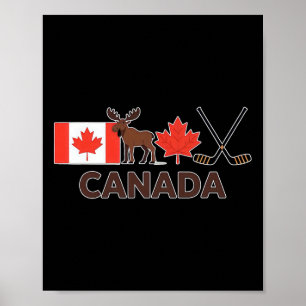 Canada Flag Canadian Maple Leaf Deer Ice Hockey _1 Poster