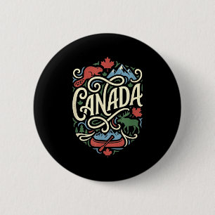Canada flag canadian maple leaf outdoor & 2 inch round button