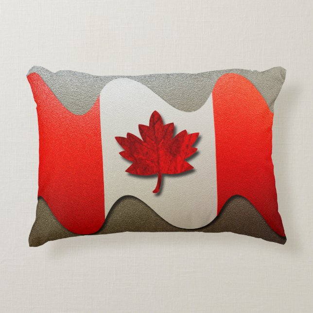 Canada Flag-Chrome by Shirley Taylor Accent Pillow (Front)