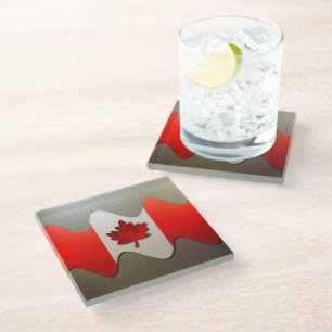 Canada Flag-Chrome by Shirley Taylor Glass Coaster