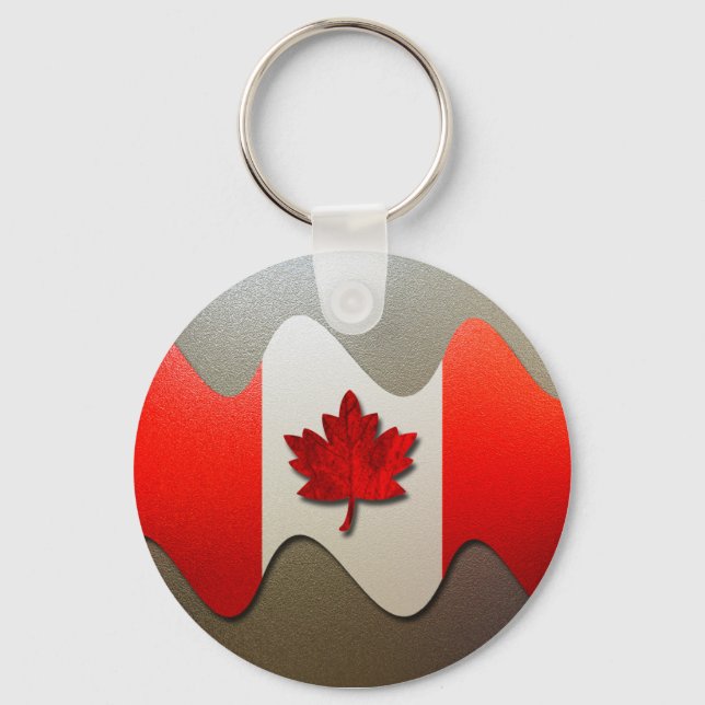Canada Flag-Chrome by Shirley Taylor Keychain (Front)