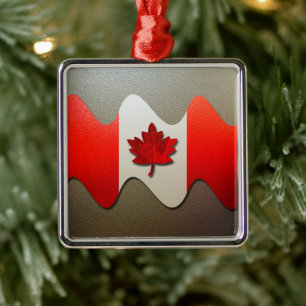 Canada Flag-Chrome by Shirley Taylor Metal Ornament
