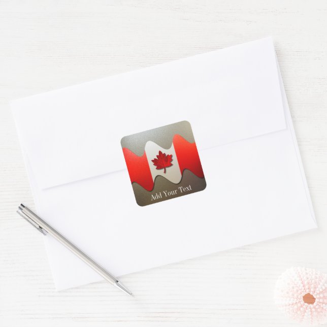Canada Flag-Chrome by Shirley Taylor Square Sticker (Envelope)