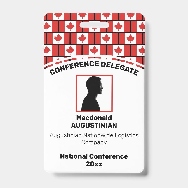 CANADA FLAG Customized Logo Photo ID Name Badge (Front)