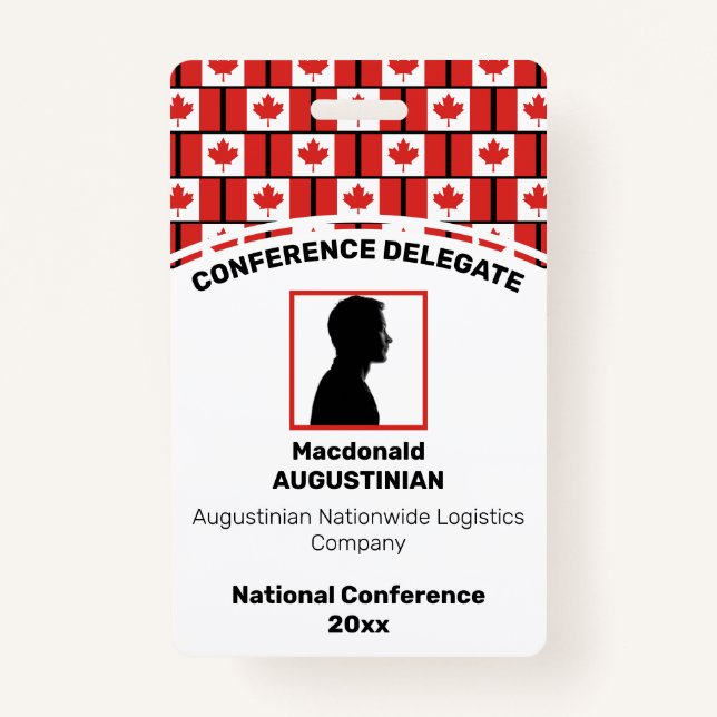 CANADA FLAG Customized Logo Photo ID Name Badge (Front)
