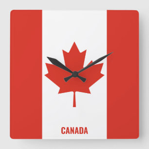 Canada Flag Dazzling Patriotic Square Wall Clock