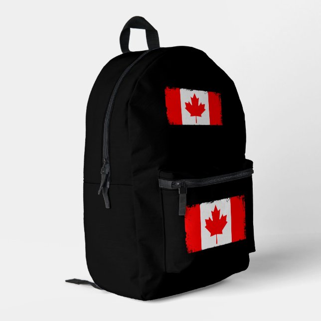 Canada flag distressed  printed backpack (Back Corner Left)