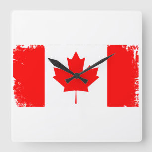 Canada flag distressed  square wall clock