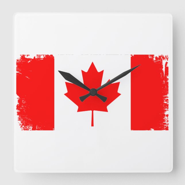 Canada flag distressed  square wall clock (Front)