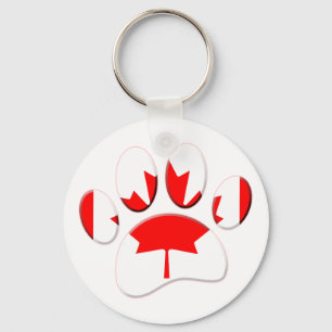 Canada Flag Dog Paw Print Keychain