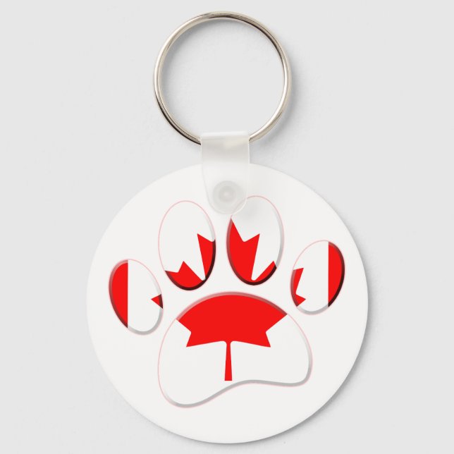Canada Flag Dog Paw Print Keychain (Front)